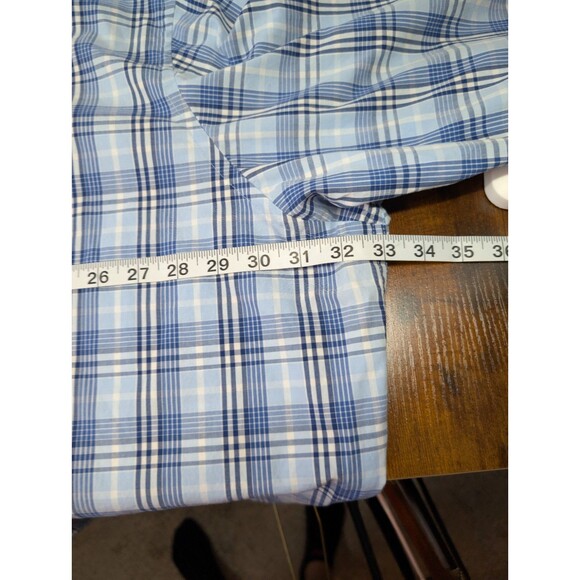 IZOD-Mens Long Sleeve Button Down Shirt-4XL XXXXL-Blue Plaid-Casual-100% Cotton - Picture 6 of 8